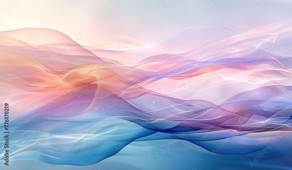 Colorful waves with gradients from pink to blue. The concept of smoothness and transition.