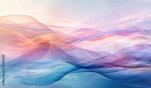 Colorful waves with gradients from pink to blue. The concept of smoothness and transition.