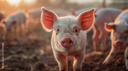 Curious Piglet on the Farm © Alena