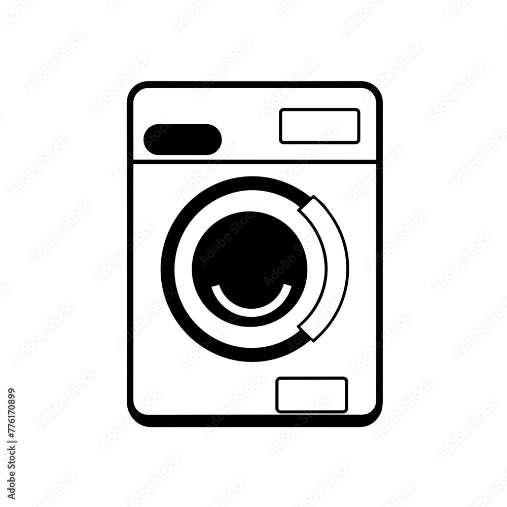 Simple washing machine isolated black icon. Simple washing machine isolated black icon.