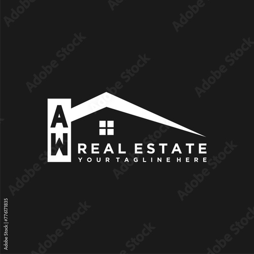 AW Initials Vektor Stok Real Estate Logo Design
