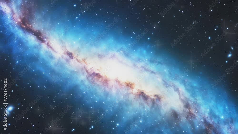 Fly Through Stars And Blue Nebulae In Space. Galaxy exploration through outer space towards the shining milky way galaxy. High quality 4k recording
Fly Through Stars And Blue Nebulae In Space. Galaxy exploration through outer space towards the shining milky way galaxy. High quality 4k recording
