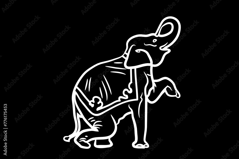 Elephant Icon.Cute elephant cartoon outline icon. Cute baby elephant cartoon outline. - 54