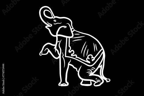 Elephant Icon.Cute elephant cartoon outline icon. Cute baby elephant cartoon outline. - 53