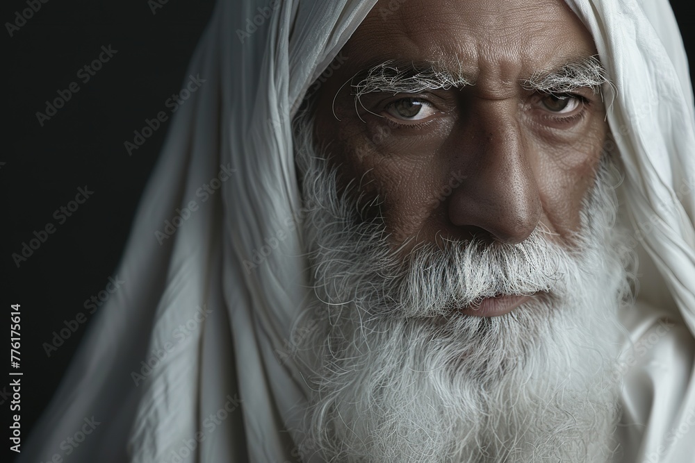 portrait of an old man with white beard and mustache on dark background, Ai Generated portrait of an old man with white beard and mustache on dark background, Ai Generated