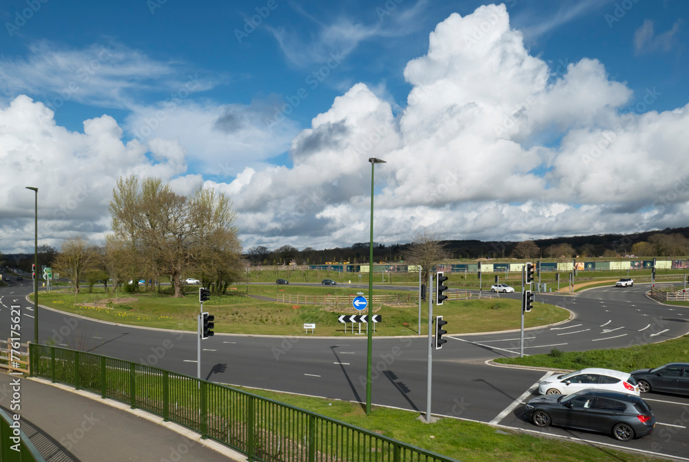 UK, England, Sussex, road infrastructure roundabout