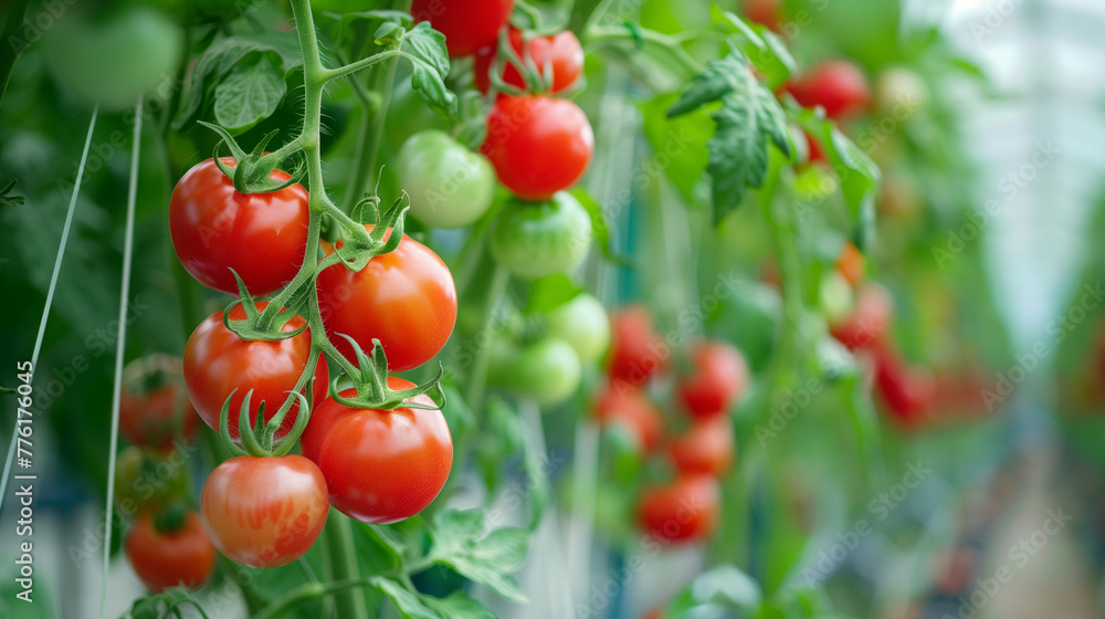 Tomato Plants in Greenhouse, Agriculture Growth, Organic Farming