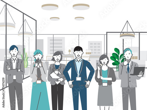 Men and women - business people in a stylish office - illustration material of a business teamPrint