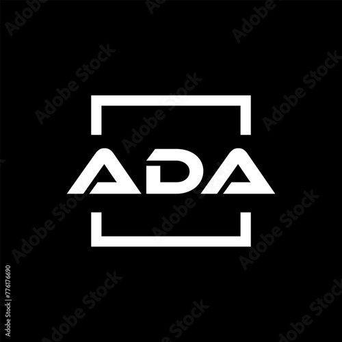 Initial letter ADA logo design. ADA logo design inside square.