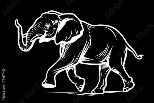 Elephant Icon.Cute elephant cartoon outline icon. Cute baby elephant cartoon outline. - 141