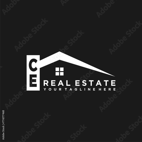 CE Initials Vektor Stok Real Estate Logo Design