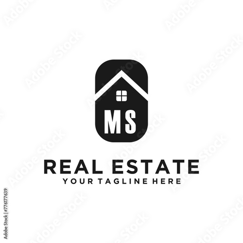 MS Initials Vektor Stok Real Estate Logo Design Modern Elegant