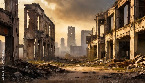 Paisaje apocaliptico civilizacion ruinas ciudad photo