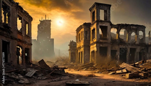 Paisaje apocaliptico civilizacion ruinas ciudad photo