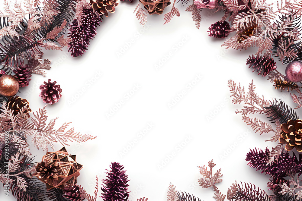 Elegant Christmas Border with Sparkling Decorations. Copy space Elegant Christmas Border with Sparkling Decorations. Copy space