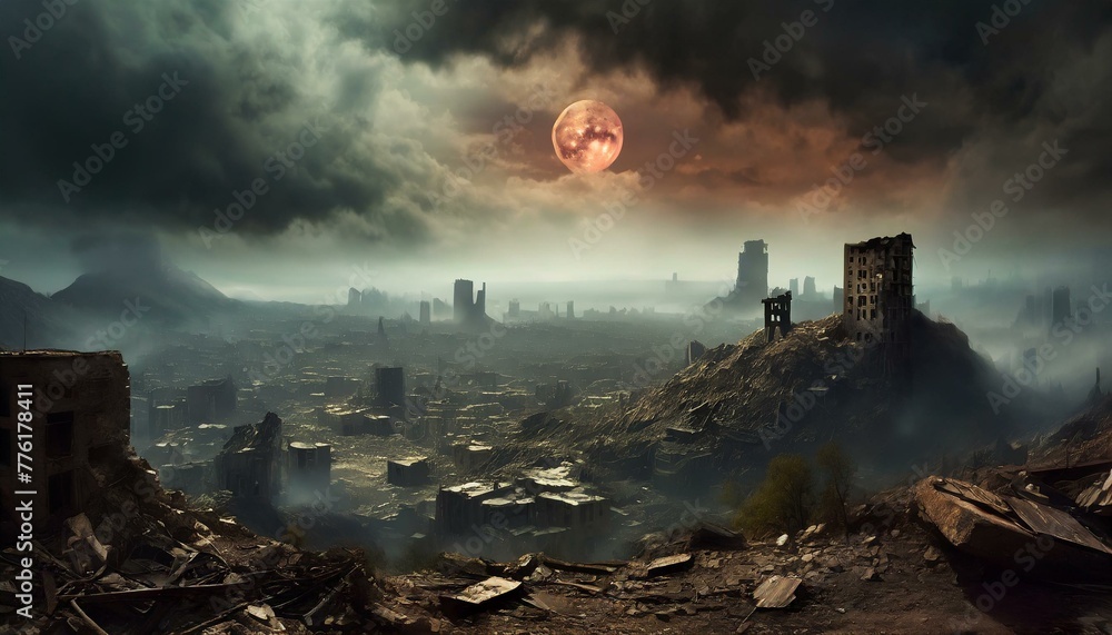 Paisaje apocaliptico civilizacion ruinas ciudad Stock Illustration ...
