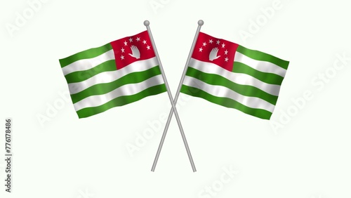 Cross table flag of Abkhazia, Abkhazia Cross table flag waving in the wind on White Background. Abkhazia Flag, Flag of Abkhazia.