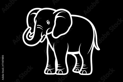 Elephant Icon.Cute elephant cartoon outline icon. Cute baby elephant cartoon outline. - 180