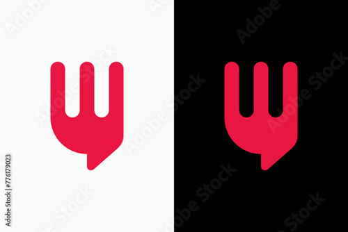 fork with chat restaurant logo vector premium