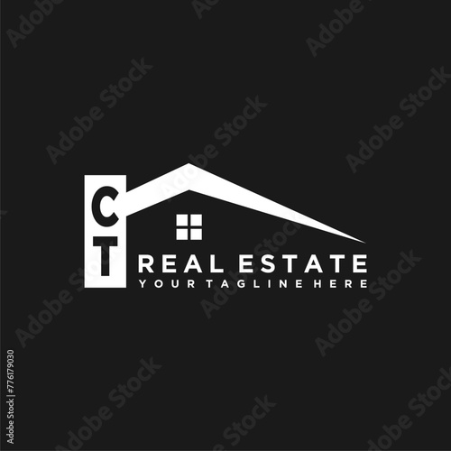 CT Initials Vektor Stok Real Estate Logo Design