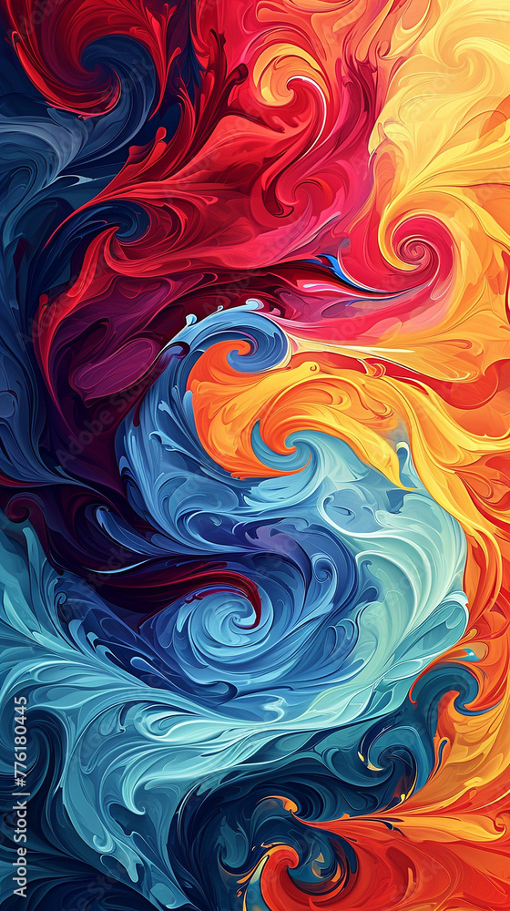 Colorful swirl and waves pattern