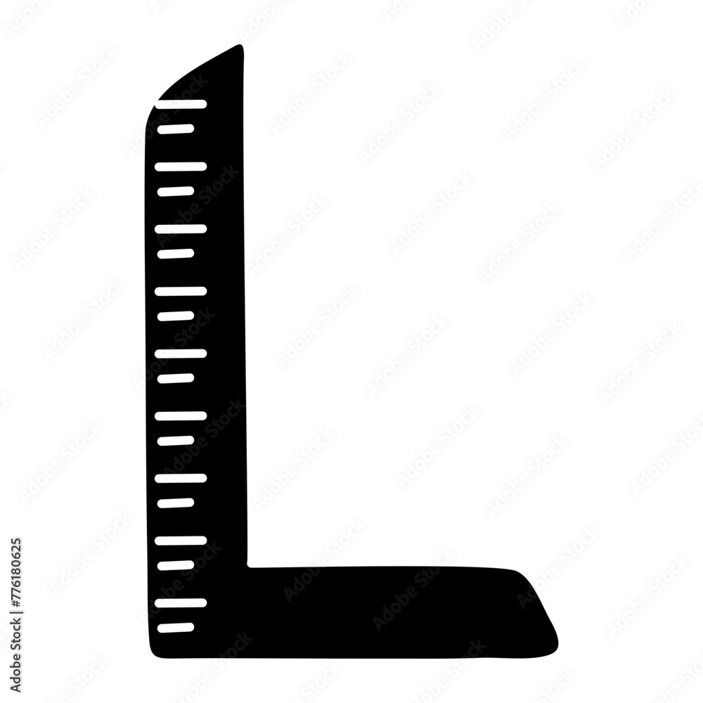 A solid design icon of L scale 

