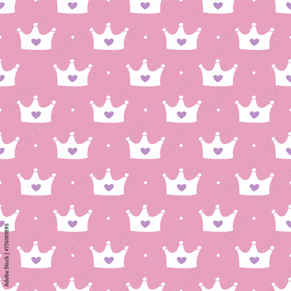 Children's cute pattern with crowns for a little prince or princess. Seamless pattern for background, birthday, party. kids elements Children's cute pattern with crowns for a little prince or princess. Seamless pattern for background, birthday, party. kids elements