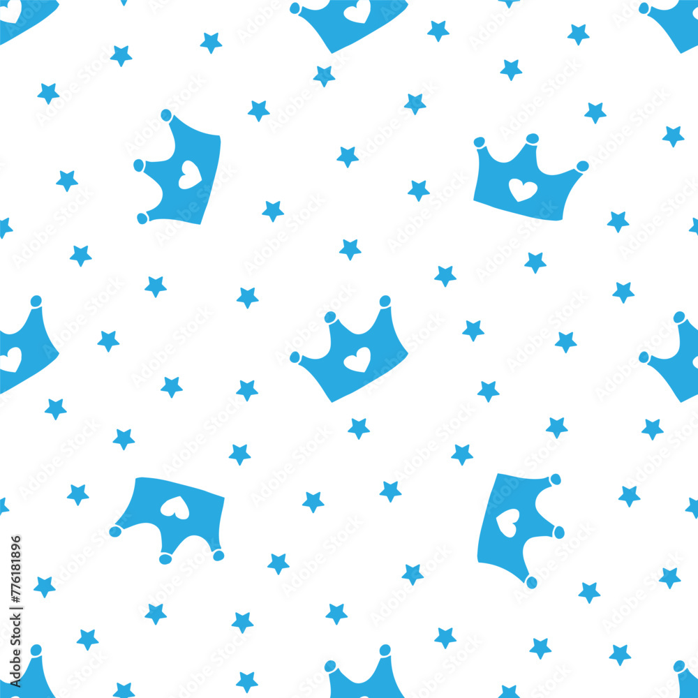 Pattern with crowns for a little prince or princess. Seamless pattern for background, birthday, party