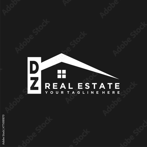 DZ Initials Vektor Stok Real Estate Logo Design