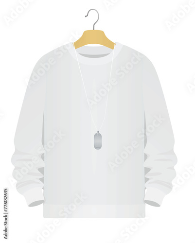White sweatshirt on hanger. vector