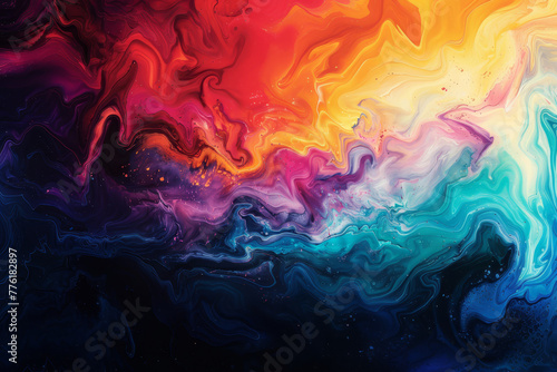 Close-up photo of colorful acrylic paint strokes creating an abstract, vibrant texture..