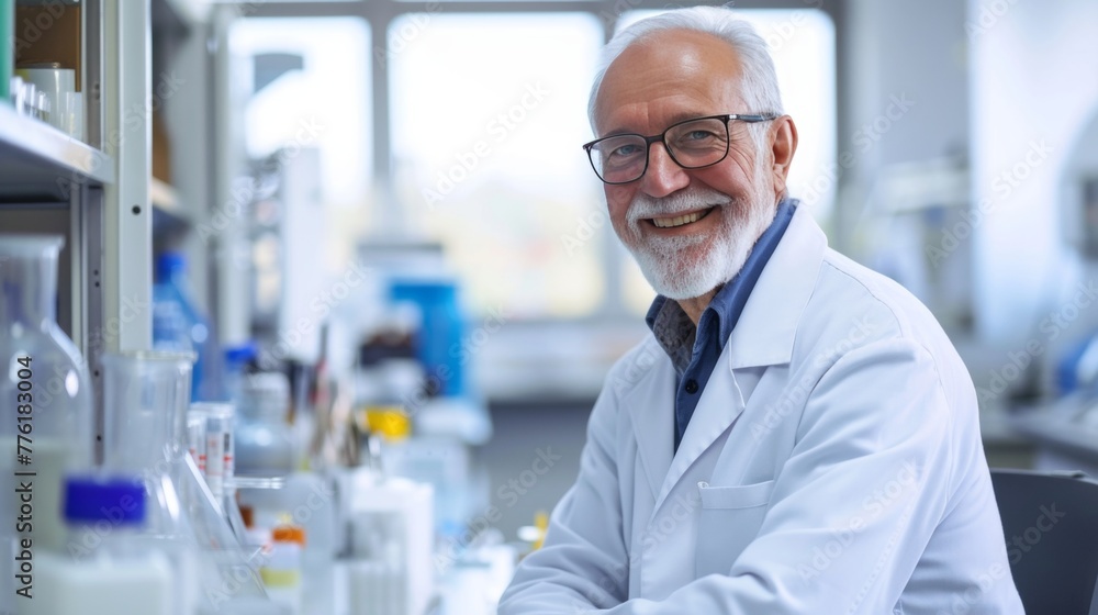 Portrait of a senior research scientist in a biochemistry lab Portrait of a senior research scientist in a biochemistry lab