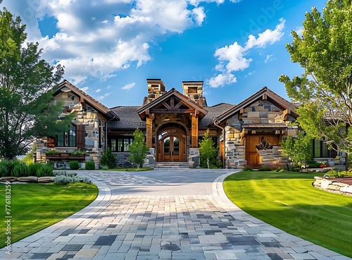 A beautiful home with a large front yard and paver driveway in Utah, USA © Sikandar Hayat