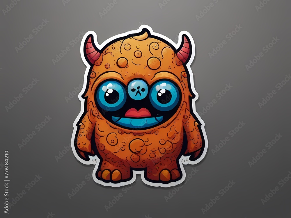 Naklejka premium doodle art of cute monster sticker design with nice color and artwork