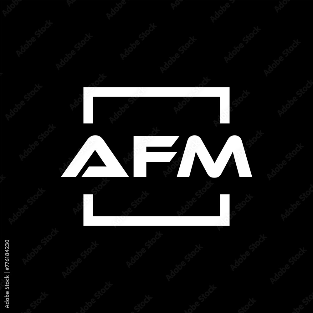 Initial letter AFM logo design. AFM logo design inside square. Stock