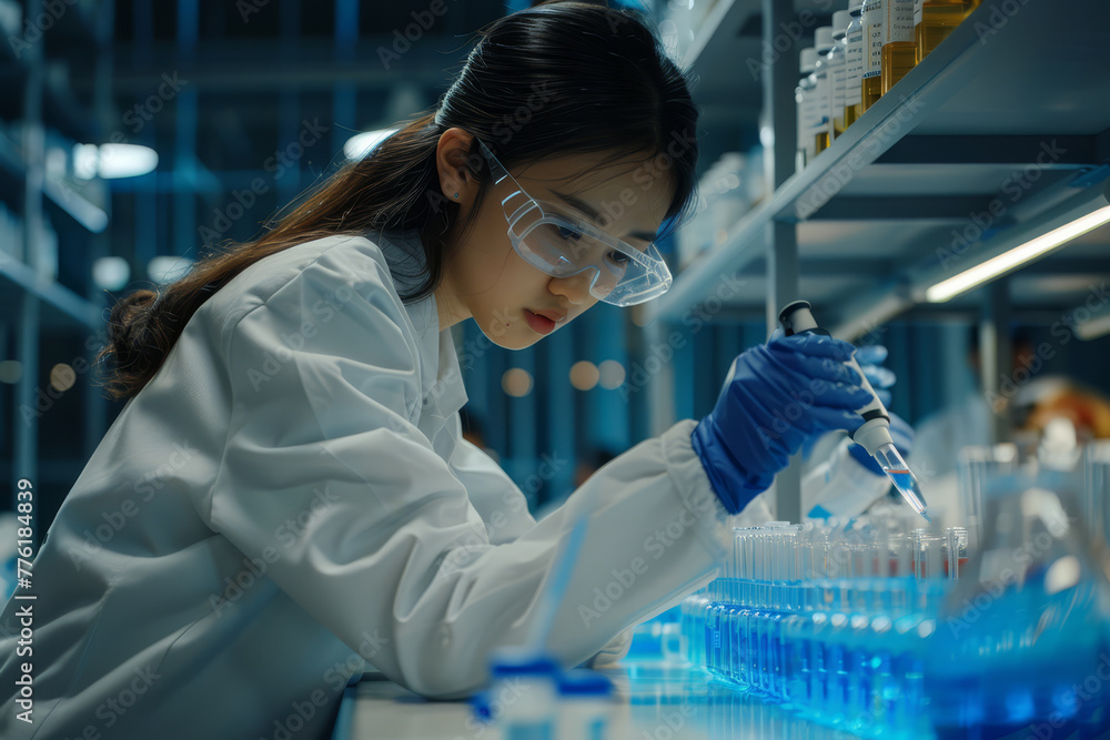 Researchers Working in a Sterile Laboratory Environment. Researchers Working in a Sterile Laboratory Environment.