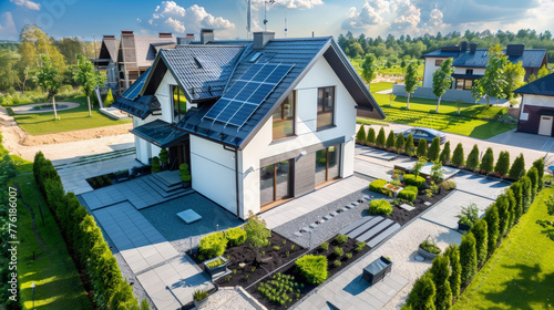 photovoltaic system on a suburban house © Cedric