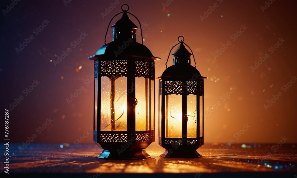 islamic background ramadhan, eid mubarak and eid al adha lantern in a light background