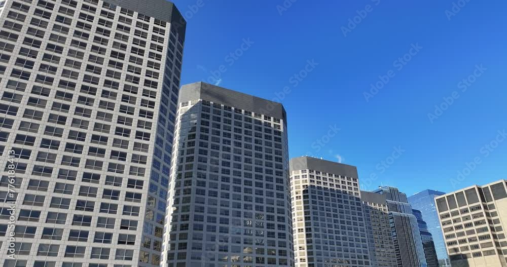 Drone view of Downtown Chicago looking up at the buildings Drone view of Downtown Chicago looking up at the buildings