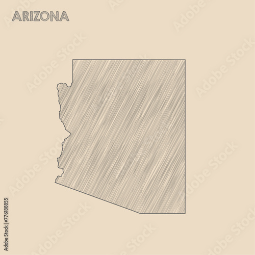 Arizona map hand drawn Sketch background vector, Japan freehand Sketch map, vintage hand drawn map.