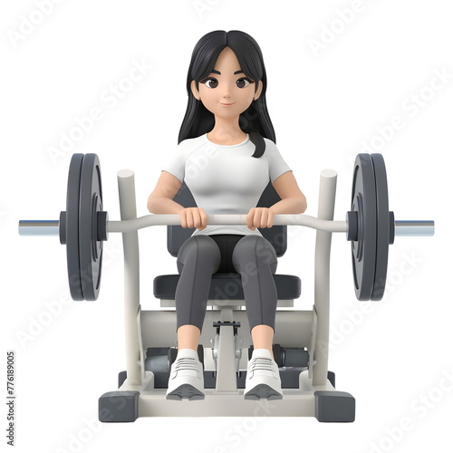 3D Rendering of a Cartoon of Gym Girl Paddling on Transparent Background - Ai Generated