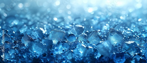 The background of this image is an abstract winter scene with frozen water, ice on glass, and bright sunlight