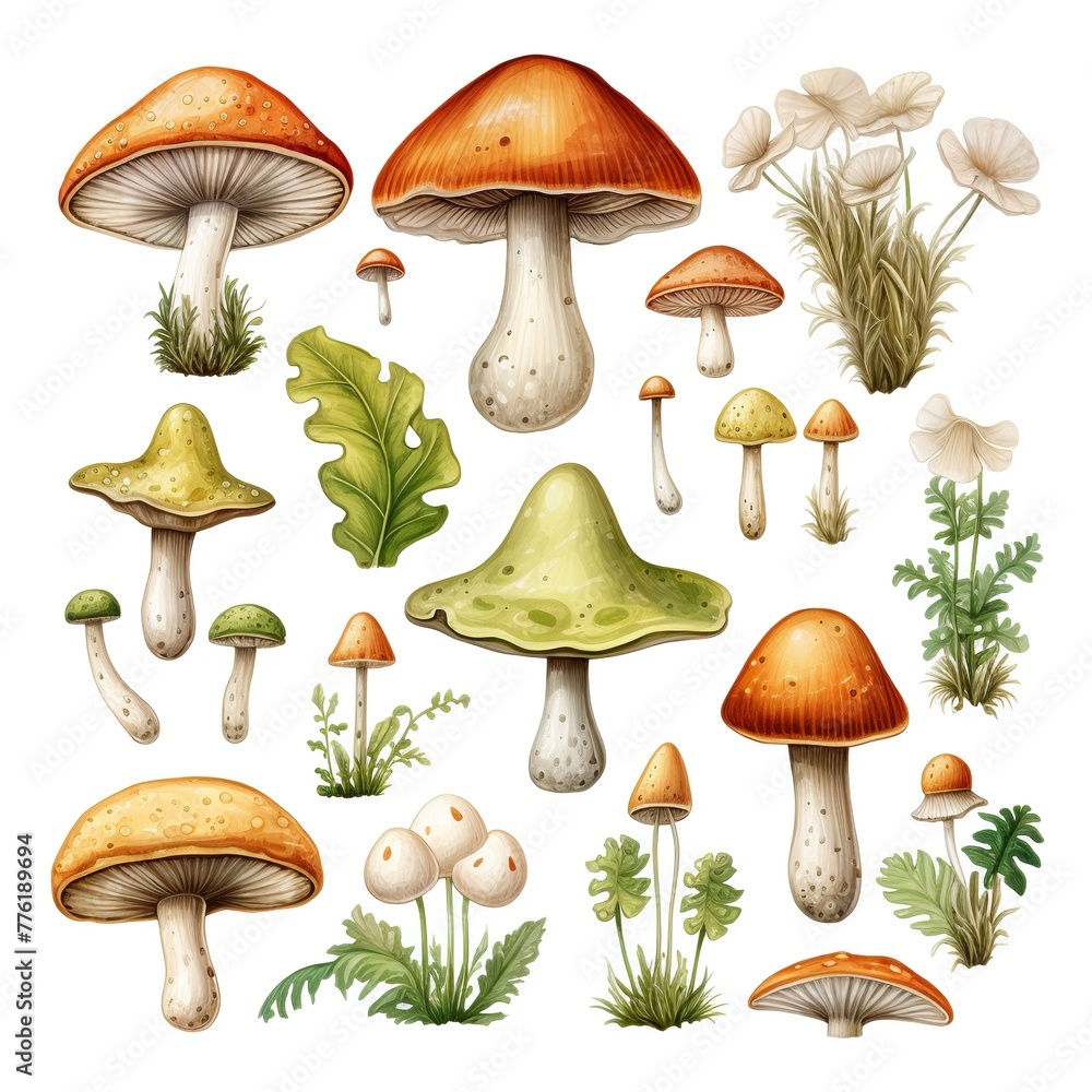 set of mushrooms set of mushrooms