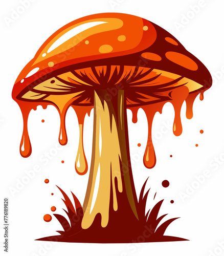 illustration of a mushroom.mushroom Rust graffiti art , Abstract Expressionism on white background