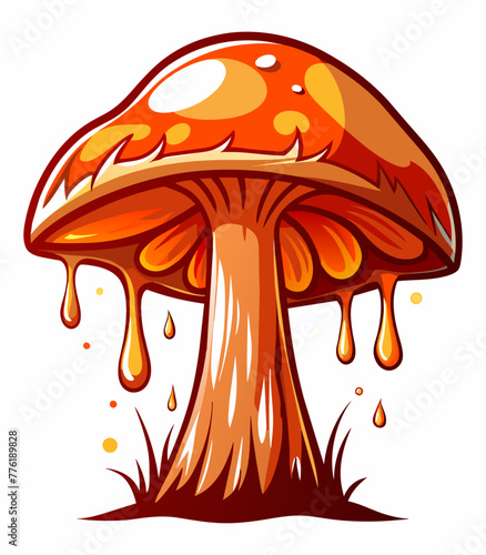 illustration of a mushroom.mushroom Rust graffiti art , Abstract Expressionism on white background