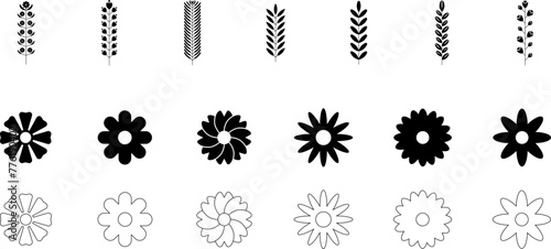 Flowers Icons set. Set of beautiful flower icons. Signs, outline eco collection, simple thin line icons for websites, web design, mobile app, info graphics #776190402
