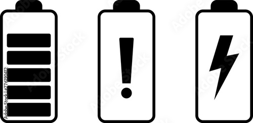 Battery charge level indicator. Charge battery level icon