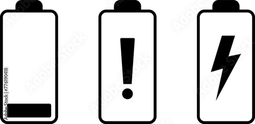 Battery charge level indicator. Charge battery level icon