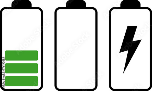 Battery charge level indicator. Charge battery level icon