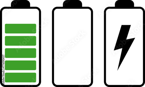 Battery charge level indicator. Charge battery level icon